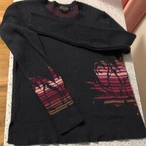 Pendleton sweater size large cotton cashmere blend heather blue pink design